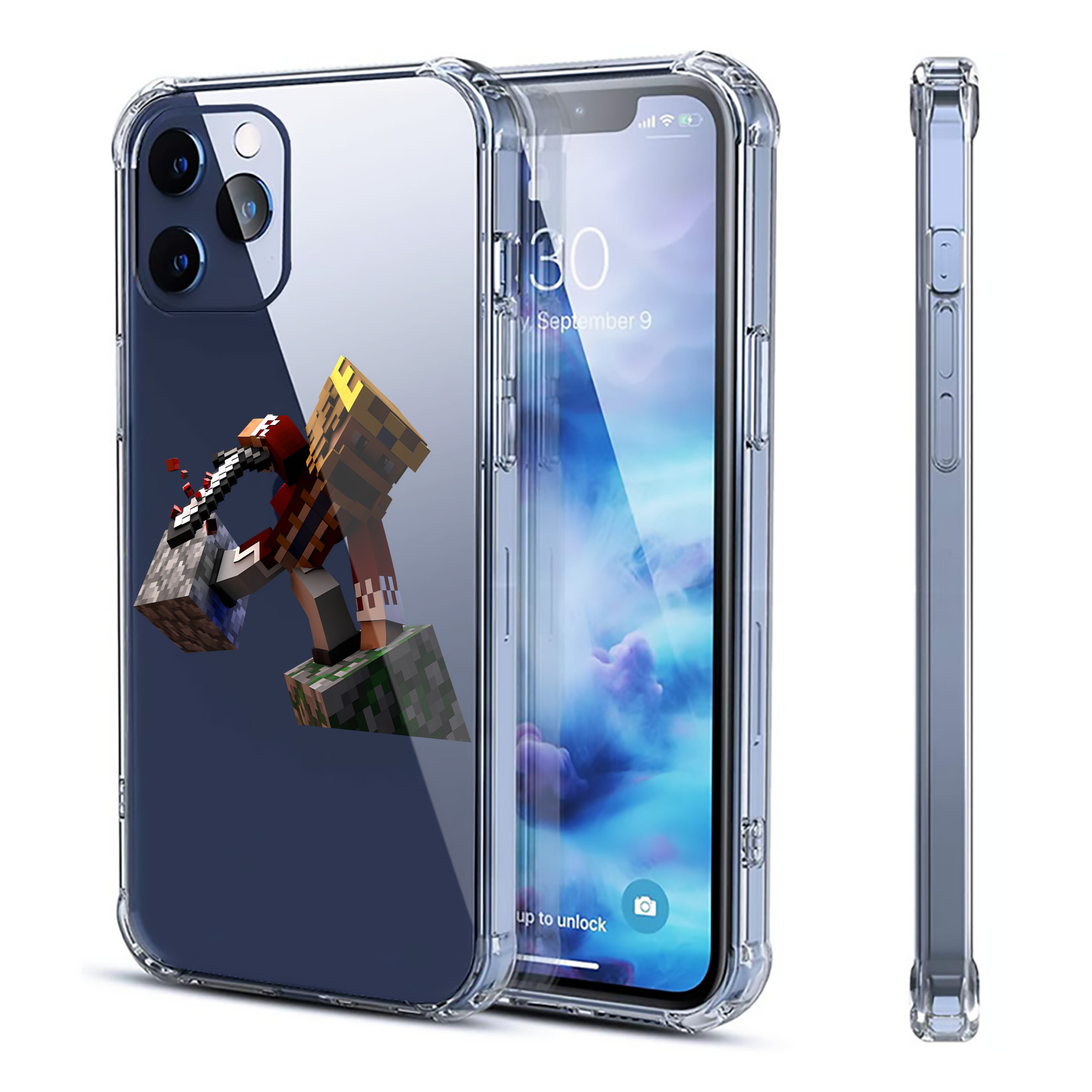 （画像用） マインクラフト ブロックの世界 Minecraft MC Block world 【iPhone 12シリーズ対応】透明スマホケース（クリアソフトケース）